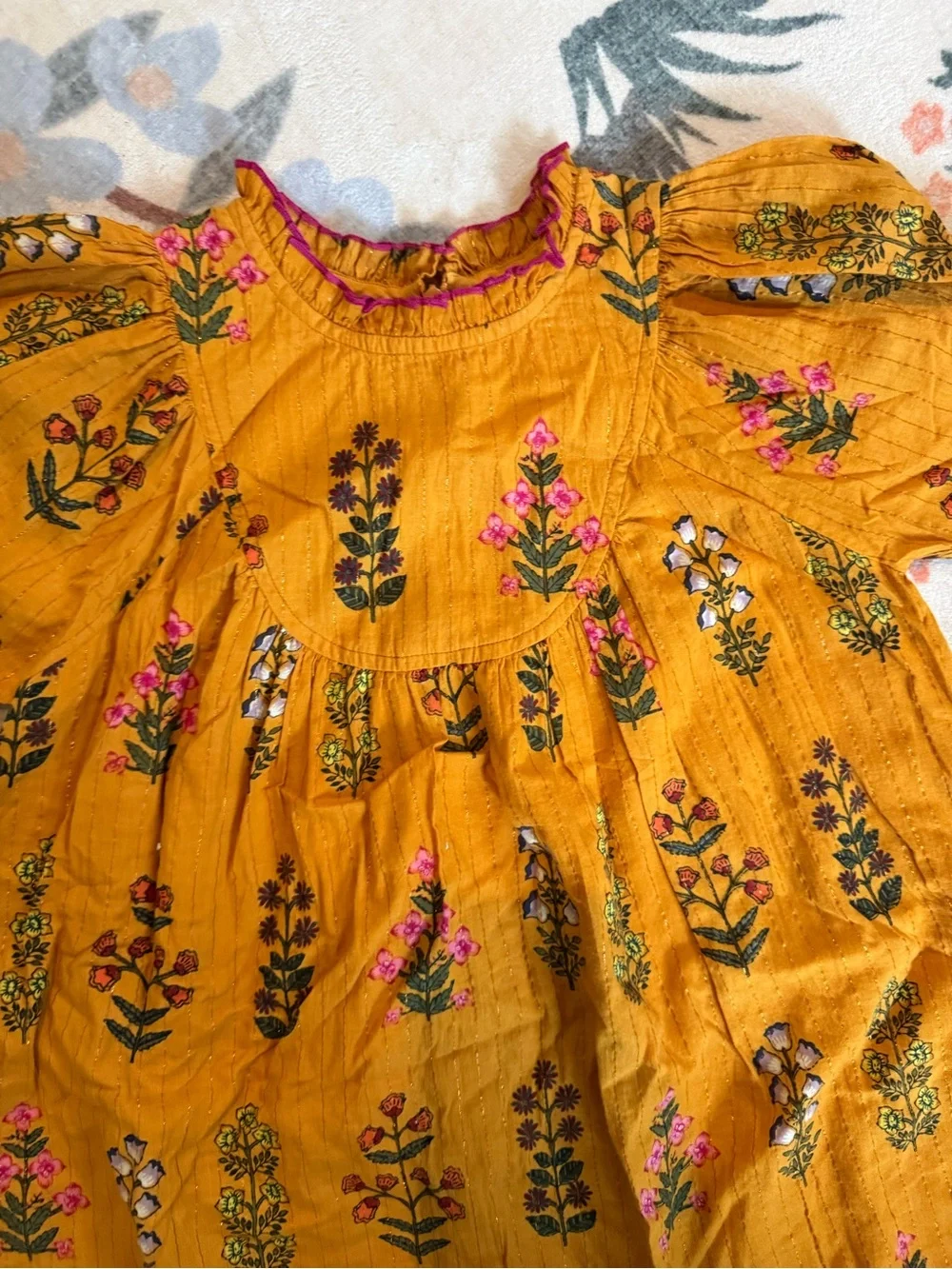 Pink chicken Mustard Long-Sleeve Dress